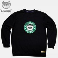Doldol Woops-Mtm-38 Skateboard Cat Woops Character Graphic Design Sweatshirt Long Sleeve Black/S