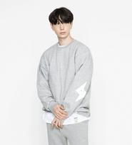 Graver [Unisex] Elbow Smile Thunder Sweatshirt_Gray Grey_White Print/S