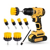 8pcs Yellow Drill Cleaning Brush Attachment Set Power Scrubber Cleaning Brush M geltona