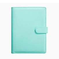 Custom Logo A5 PU Leather 6 Ring Binder Planner Refillable Lined Paper Card Slots Magnetic Loose-leaf Buckle Notebook Gift (Light green,A5) šviesiai žalios spalvos