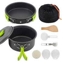 Outdoor Nesting Stainless Steel Cookware Set Ultra-Light Camping Pot/Pan Kit Compact Carry Bag for Backpacking Hiking juoda
