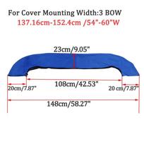 600D 3 BOW Bimini Top Boot Cover No Frame Boat Cover Waterproof Anti UV Boat Cover Dustproof Boat Accessories 3BOW 54-60W BU