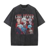Washed Vintage Game Devil May Cry Dante Girl Dinner Graphic T Shirt Men Women Casual Oversized Short Sleeve T-shirt Streetwear S įvairiaspalvis