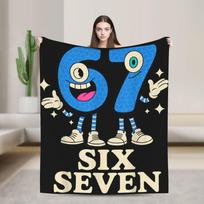 Popular 67 Brainrot Italian Meme Funny Blanket Warm Soft Flannel Throw For Sofa Office Travel Men Women Multi Sizes Size: 75*100cm, Weight: 230 GSM