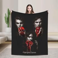 The Vampire Diaries Damon Salvatore Flannel Blanket Warm Throw Blanket for Living Room Trend Bedspread Sofa Bed Cover Size: 75*100cm, Weight: 230 GSM