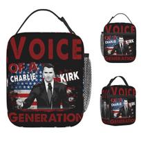 Charlie Kirk Lunch Bag Retro Lunch Box Travel Portable Tote Food Bags For Men Oxford Designer Cooler Bag One Size