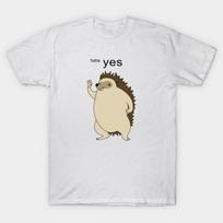 Asian Size Men Black Print T-shirt Haha Yes Hedgehog No-Cut Print Cotton Tshirt XL balta