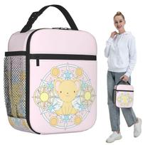 Kero Sakura Card Captor Kawaii Insulated Lunch Bag for Women Office Cooler Thermal Food Box Tote Leakproof Lunch Boxes Container One Size