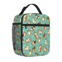 Bestselling Jolly Corgis In Green Vintage Food Tote Bag Beach Outing Kids Lunch Bag One Size