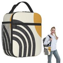 Mid Century Modern Gold - Sun And Rainbow Insulated Lunch Bag for Women Children Leakproof Food Boxes Thermal Lunch Box Tote One Size