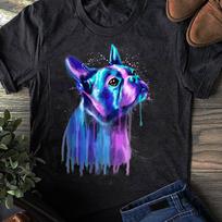Colorful Boston Terrier Dog Art Watercolor Painting T-Shirt - Boston Terrier Lover Gift, Funny Dog Shirt, Summer Shirt, Cool Dog, Dog Shirt M