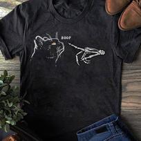 Black Cat Skeleton Hand Boop T-Shirt - Funny Halloween CaT-Shirt XL