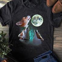 Funny Corgi Howl at Moon T-Shirt: Dog Lover Gift 4XL