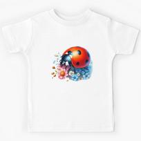 Spring Red ladybug with flowers,Bloom Boom,Spring,floral Kids T-Shirt 150