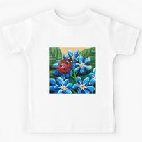 Lady Bug on Blue Flowers - #3 in a series of 4 Kids T-Shirt 130