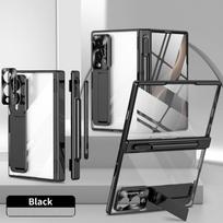 For Samsung Z Fold 8 Ultra / 7 6 5 4 3 Transparent Plating PC Hinge protection Full Body Stand Pen Slot Case with Tempered Glass Opp Bag&For Samsung Galaxy Z Fold 8 juoda