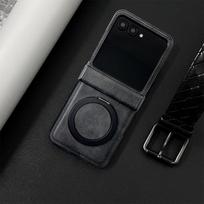 Folding PU Leather Protective Cover for Samsung Z Flip 7 Z Flip 6/5 Magnetic Rotating Bracket PC Mobile Phone Case Z Flip 4 3 For Galaxy Z flip 4 juoda