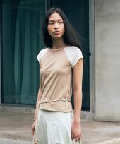 Nive Colorblock Raglan T-Shirt (Beige) Beige/Free