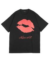 Monkey Flower Women'S Kiss Pearl Print Oversized Short Sleeve T-Shirt / Sm8Wts02F Black One