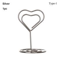 Desktop Decoration Paper Clamp Rose Gold Table Numbers Holder Clamps Stand Photos Clips Place Card Type1-1pc sidabras