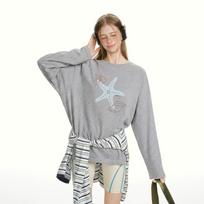 Women's Starfish Graphic Long Sleeve T-Shirt M viržių pilka spalva