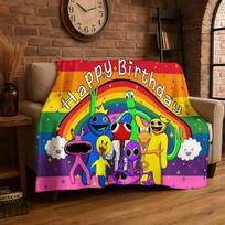 3D R-Rainbows Friends Cartoon Game Flannel Blanket Soft Warm Throw Blanket for Bedroom Living Room Bed Travel Camping Picnic Size: 75*100cm, Weight: 230 GSM