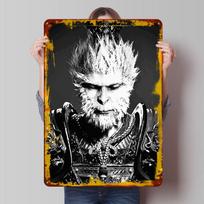 Monkey King Digital Art Tin Plaque Poster Customized Wall Art Retro Vintage Metal Signs for Man Cave Coffee Bar Accessories Home 20X30CM