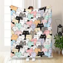 Patogus vilnos pledas su katės ir avies raštu - Minkštas dvipusis unisex šalis visais metų laikais - Puiki Valentino dienos dovana Size: 75*100cm, Weight: 230 GSM