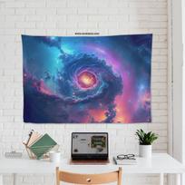 psychedelic Eye of the Universe Nebula Tapestry Cyberpunk Starry Background Cloth Cyberstyle Room Decoration 100X70CM