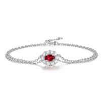 Foreign Trade Women's S925 Silver Electroplated Lab-Grown Ruby Stud Earrings Four-Piece Set Geometric/Ellipse Design All-Match 925 silver