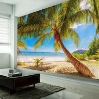 Tropical Beach Palm Tree Tapestry Sunny Island Scenery Wall Hanging for Bedroom Living Room Decor 100X70CM