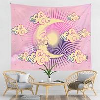 Mandala Moon Pink Tapestry - Durable Polyester Wall Decor - Retro-Aesthetic Living Room And Bedroom Tapestry 100X70CM