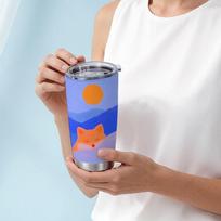 591ml Car Tumbler Fox Mountain Sun Element Straw Cup Straight Tumbler Metal Drink Mug 20oz Car Straw Cup Hot Cold Cup 591ml Car Tumbler