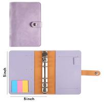 Custom A6 Notebook PU Soft Leather Binder Cover Loose-Leaf Budget Binder with 100 Inner Sheets Hardcover Style (Purple,A6&80-120 Sheets) violetinė