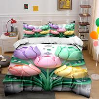 Colorful Tulip Flower Design Bedding Set Bedding set (1 duvet cover, 2 pillowcases, duvet not included) 135x200cm