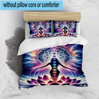 Chakra Balance Meditation 3pcs Bedding,Including 1pc Duvet Cover And 2pcs Pillowcases Perfect for Christmas,Ideal for Bedroom, Dormitory 135cm*200cm