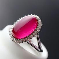 925 sidabrinis žiedas, inkrustuotas raudono korundo rankų darbo sterlingo sidabro žiedas pink