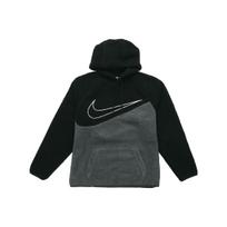 Nike Fleece Hoodie Su Dideliu Swoosh Vyriški Viršutiniai Drabužiai Juodas Pilkas BV5315-010 XXL
