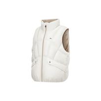 Lining Sports Lifestyle Series Hot Pot Down Vest Solid Color Stand Collar Warm Casual Women vest Off-White AMRT018-1 XXL white