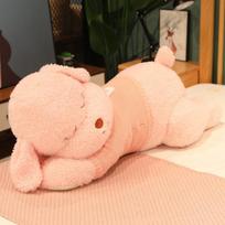 80/100cm Mielas Didelio Dydžio Gulintis Šuo Pliušiniai Žaislai Minkštas Megztinis Šuo Pliušinė Pagalvė Kimšti Gyvūnų Lėlės Vaikams Kūdikiams Kalėdinės Dovanos 80cm rožinė