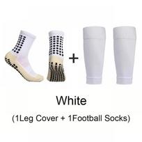 2 Pairs Set Men Grip Soccer Socks and Knee Pads Calf Sleeves Adult Youth Non Slip Leg Shin Guards for Basketball Football Sports balta