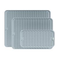 Silicone Kitchen Countertop & Stove Protector Pad - Anti-Scald, Insulation, Dish Drying, Large Drain Pad 12in x 6in (30 x 15 cm) šviesiai pilka spalva