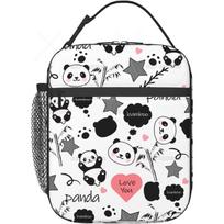 Panda pietų krepšiai moterims, izoliuoti, terminiai, mieli gyvūnų pietų krepšiai, pietų dėžutė su priekine kišenė, skirta darbui biure, iškyloms 26x21x11CM žalia