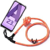 Lanyard Case for Samsung Galaxy A23 5G Transparent Shockproof Anti-Scratch with Removable Lanyard Orange oranžinė