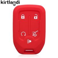 Silicone Car Key Cover Case for GMC Yukon XL Sierra Terrain Acadia for Chevrolet Tahoe 2015-2020 Remote Keyless Holder Keychain