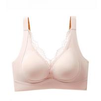 Deep V Sexy Bra Women's Underwear Lace Adjustment Double Breasted Anti Expansion Bra M rožinė