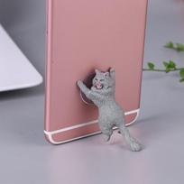 Mini Katės Prisiurbtukas Dizainas Telefono Animacinė Statulėlė Rankdarbis Namų Automobilio Dekoratyvinis Išmaniojo Telefono Laikiklis tamsiai pilka spalva