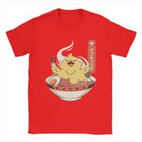 Awesome Final Fantasy Fat Chocobo Ramen T-Shirt Men Round Collar Cotton T Shirts Short Sleeve Tee Shirt Birthday Gift Tops S