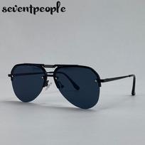 Steampunk Semi-Rimless Pilot Sunglasses Men  Luxury Brand Vintage Oversized Oval Sun Glasses For Male Classic Metal Shades
