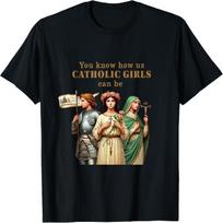 Catholic Girls Saints Joan of Arc, Rose of Lima, Philomena T-Shirt S juoda